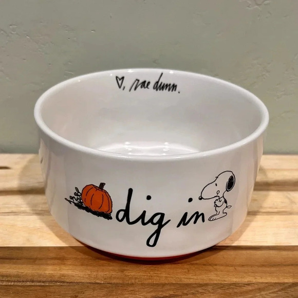 Rae Dunn Peanuts Ceramic Dog Dish featuring Snoopy. Halloween pumpkins. NWTS - Picture 5 of 7